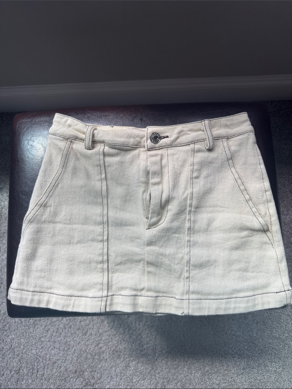 White Fox Boutique Cream Panelled Cotton Mini Skirt